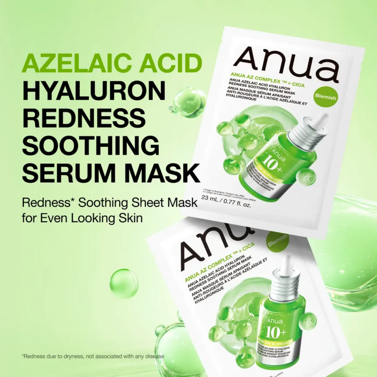 Azelaic Acid Hyaluron Redness Soothing Serum Mask, 1 sheet