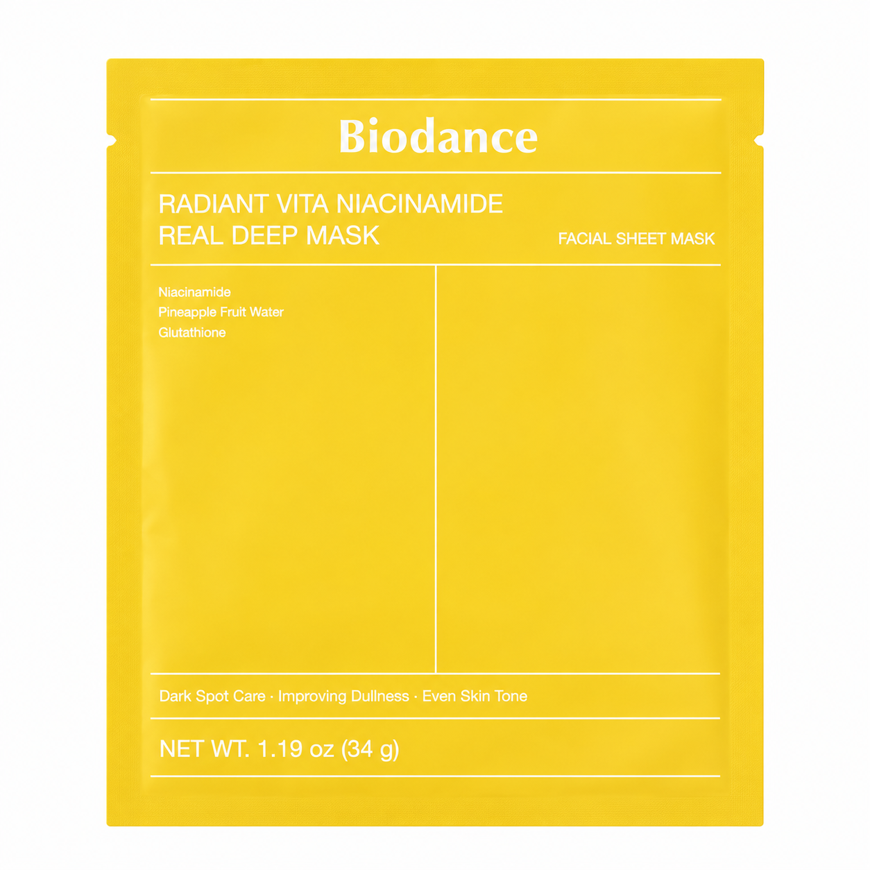 Biodance - Radiant Vita Niacinamide Real Deep Mask - Illuminating Face Mask - 1pc/34g